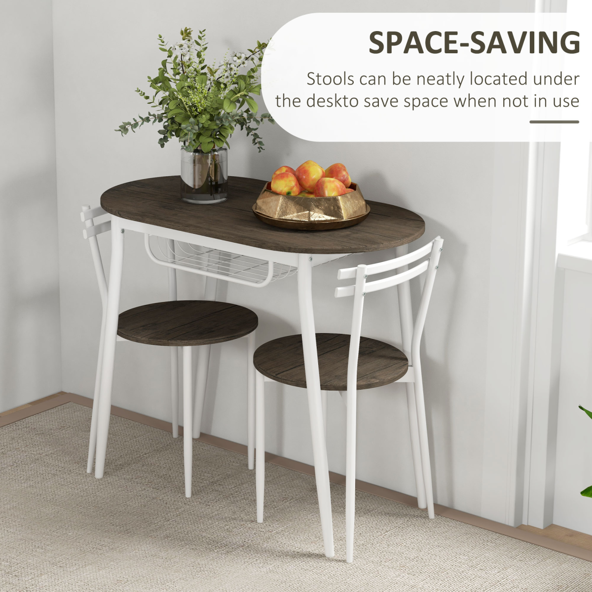 Dining Table and Chairs Set Oval with 2 Chairs