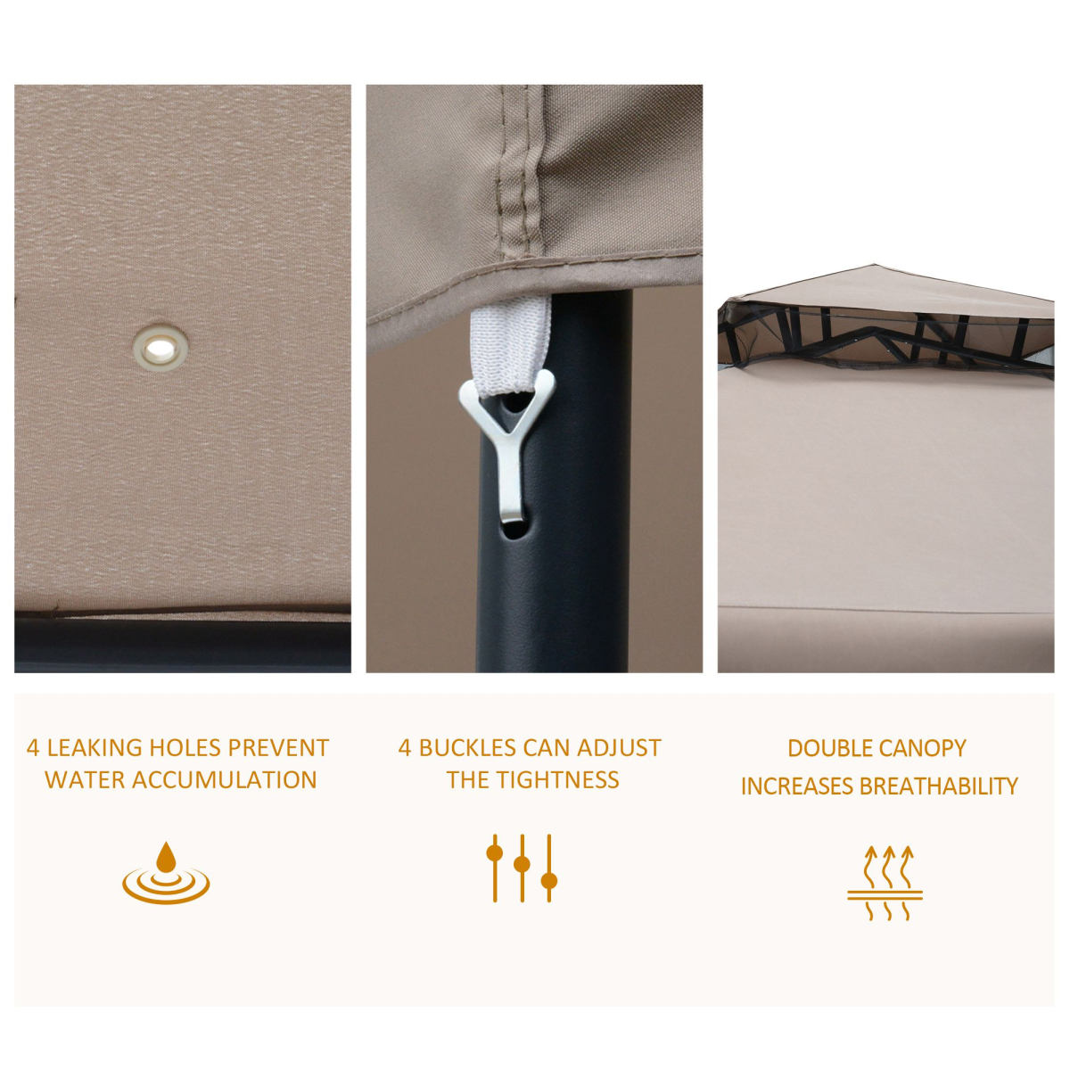 Outdoor Gazebo 2-tier Roof W/Netting Taupe