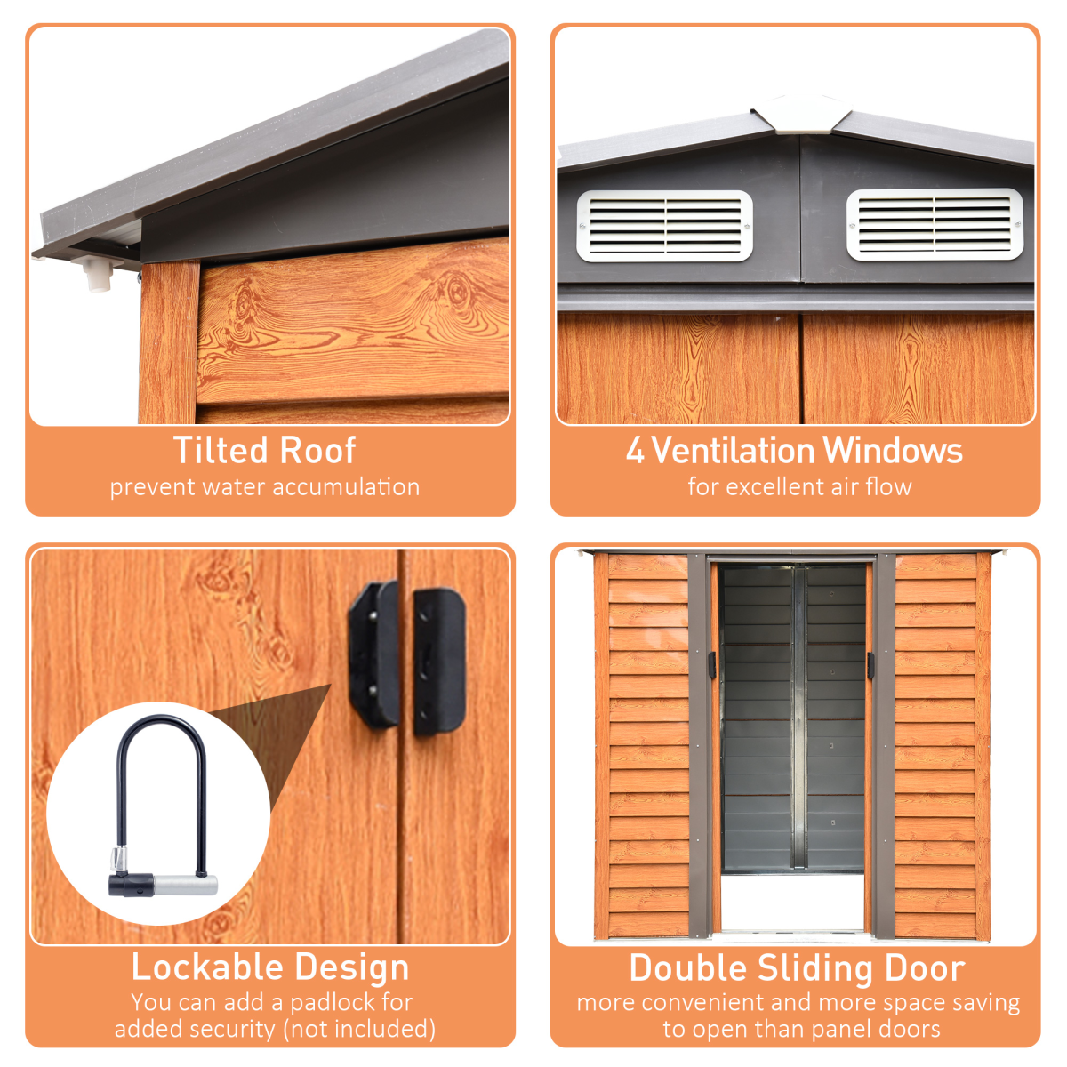 Metal Garden Shed House  Gardening Tool Storage Brown 193Lx152Wx203Hcm 6x5ft