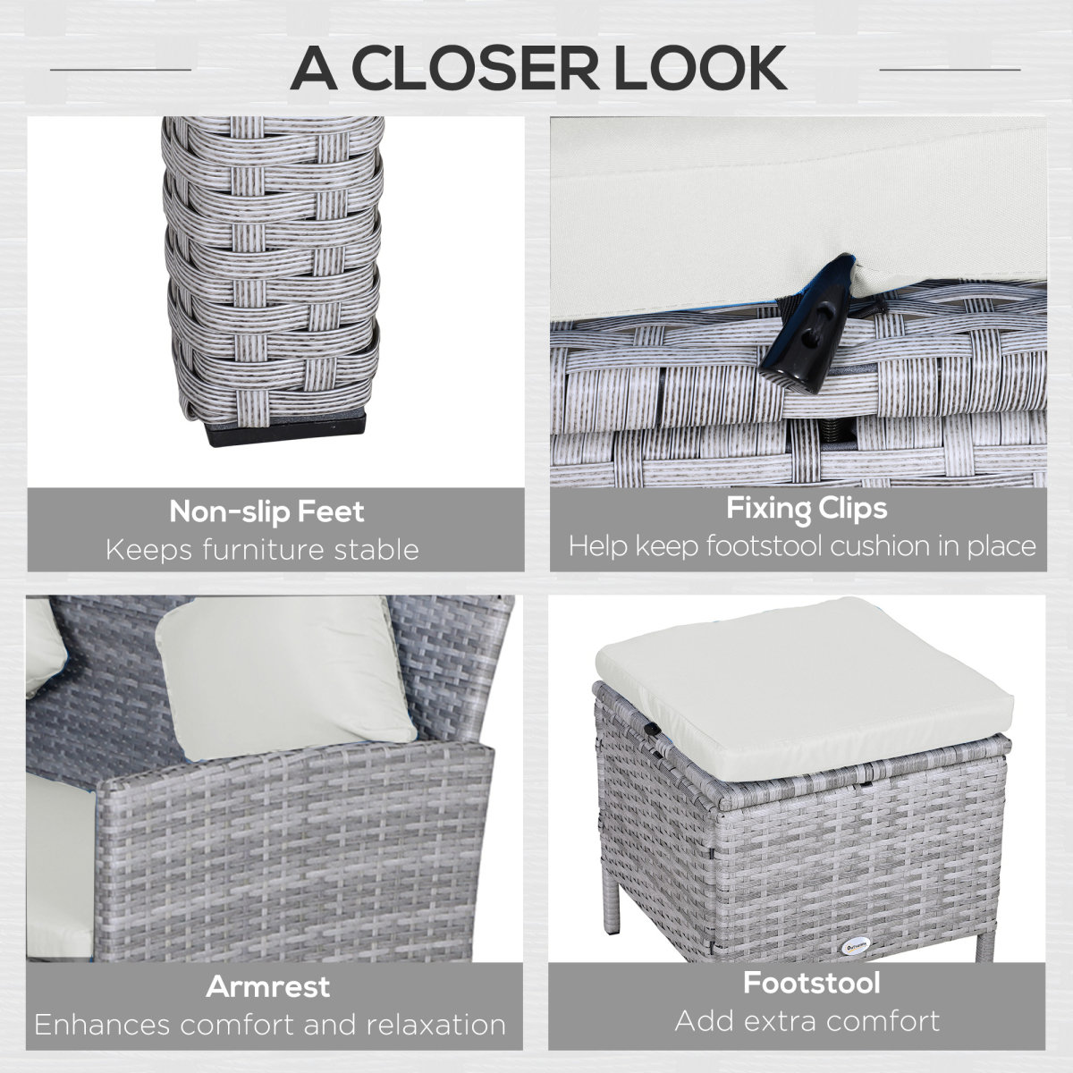 5 Pcs  Rattan Wicker Furniture Patio Dining Table Stool Chaise Lounge Set