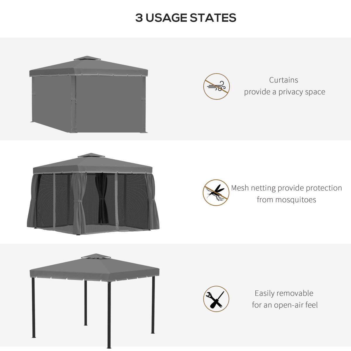 Gazebo Canopy 2 Tier Roof Mosquito Net Aluminum,