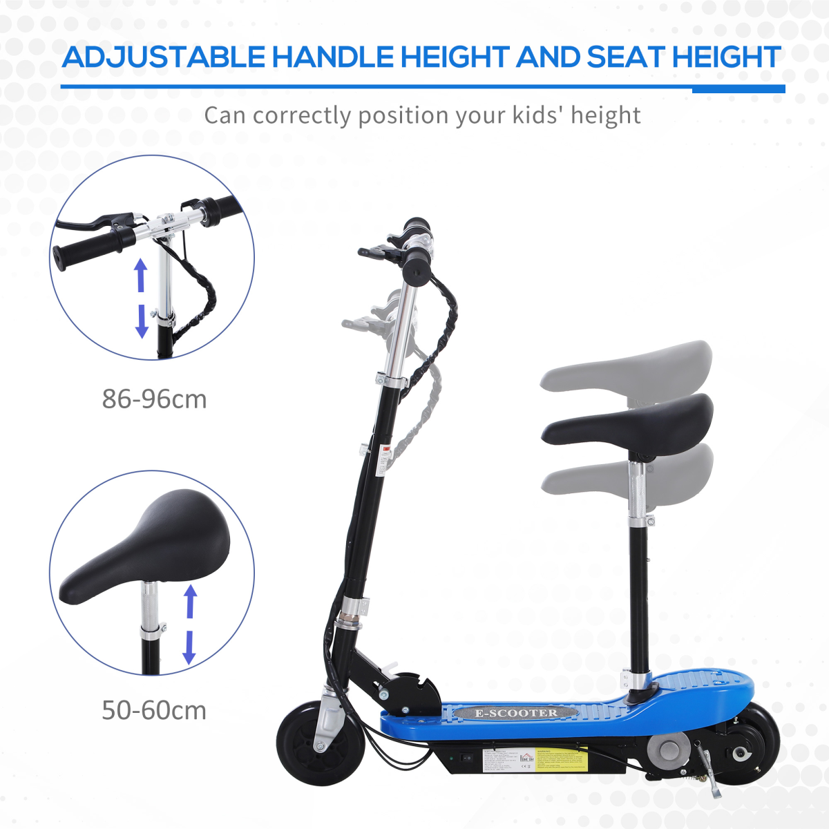 Kids Foldable Electric Powered Scooters 120W Toy Brake Kickstand Blue
