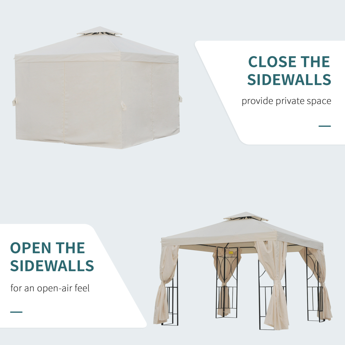 Garden Metal Gazebo Sun Shade Shelter Outdoor Party Tent 3 x 3m