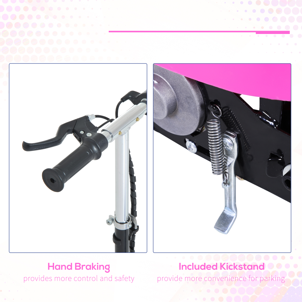 Kids Foldable Electric Powered Scooters 120W Toy Brake Kickstand Pink