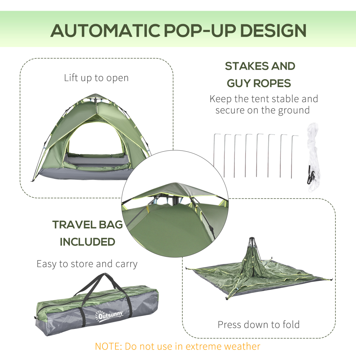 Pop Up Tent Camping Festival Hiking Family Travel Shelter 2 persons