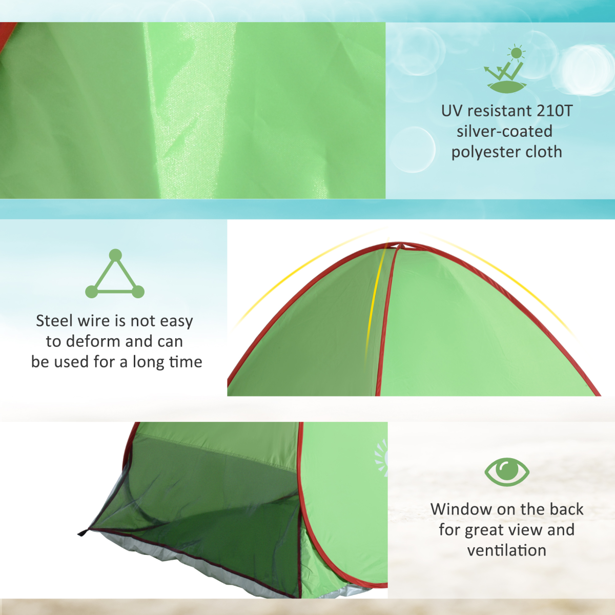 Beach Tent Instant Camping Pop up Tent Sun Shade Shelter, Green