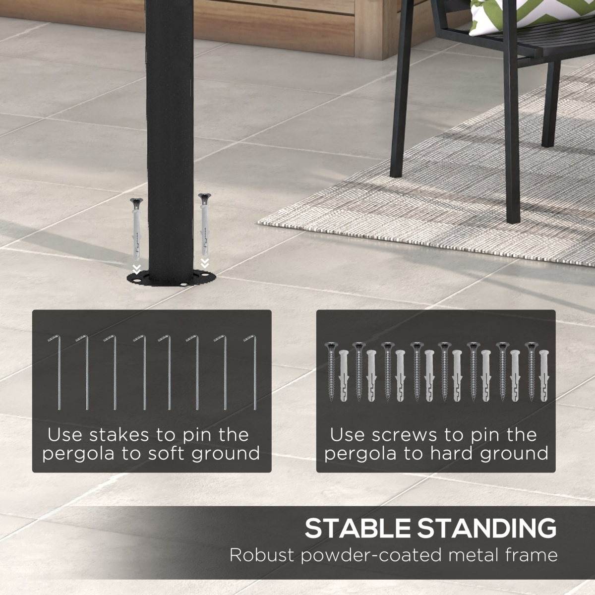 Metal Pergola, Outdoor Gazebo UV-Resistant Sun Shade Shelter 3 x 4m