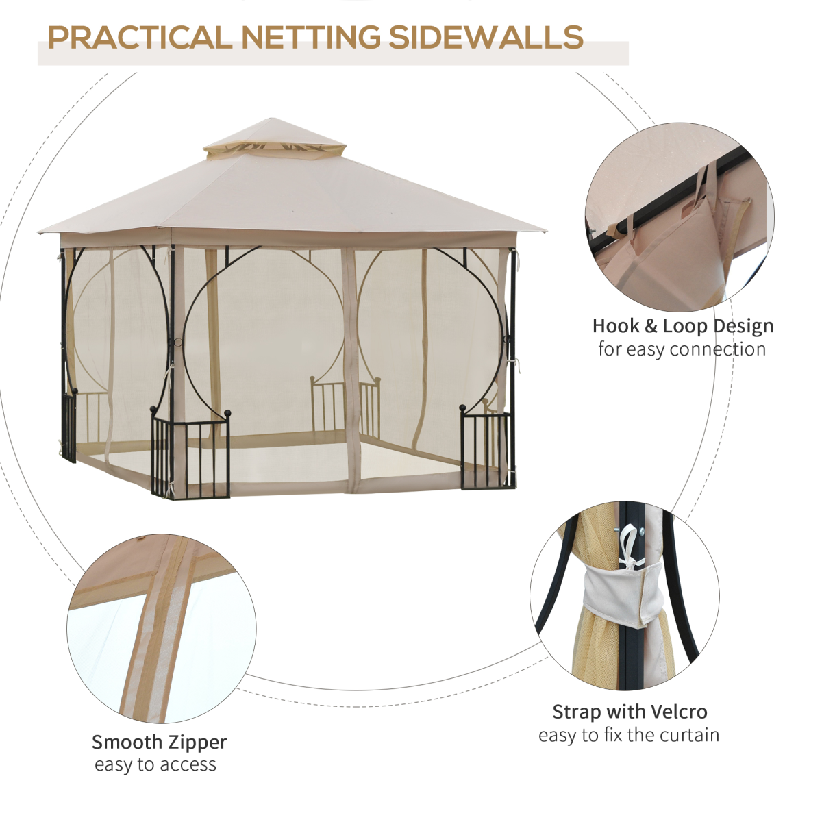 Metal Gazebo With Sides Waterproof