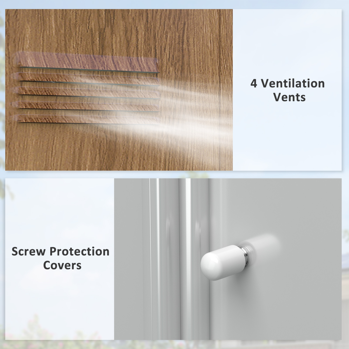 Metal Garden Shed for Garden, Brown Wood Effect 6.5x3.5ft