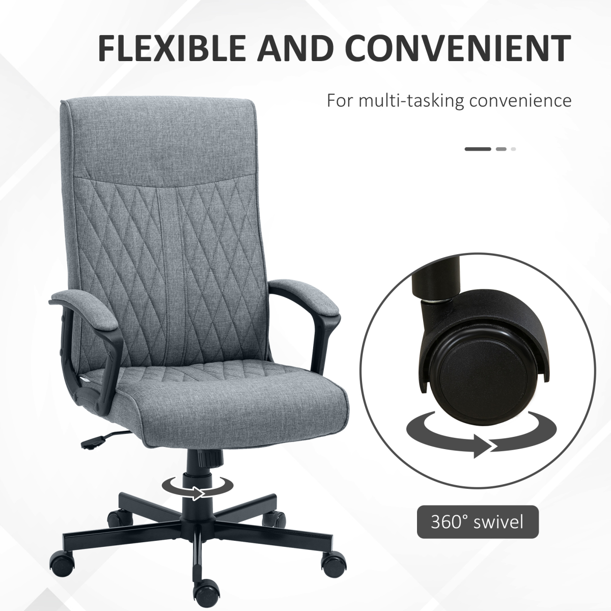 High-Back Home Office Chair with Adjustable Height and Swivel Wheels