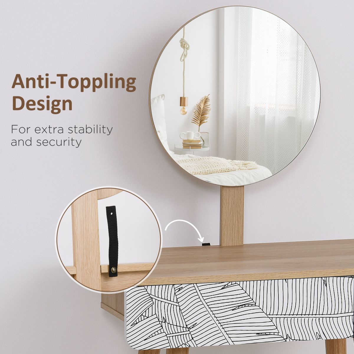 Wooden Nordic Dressing Table Brown/White