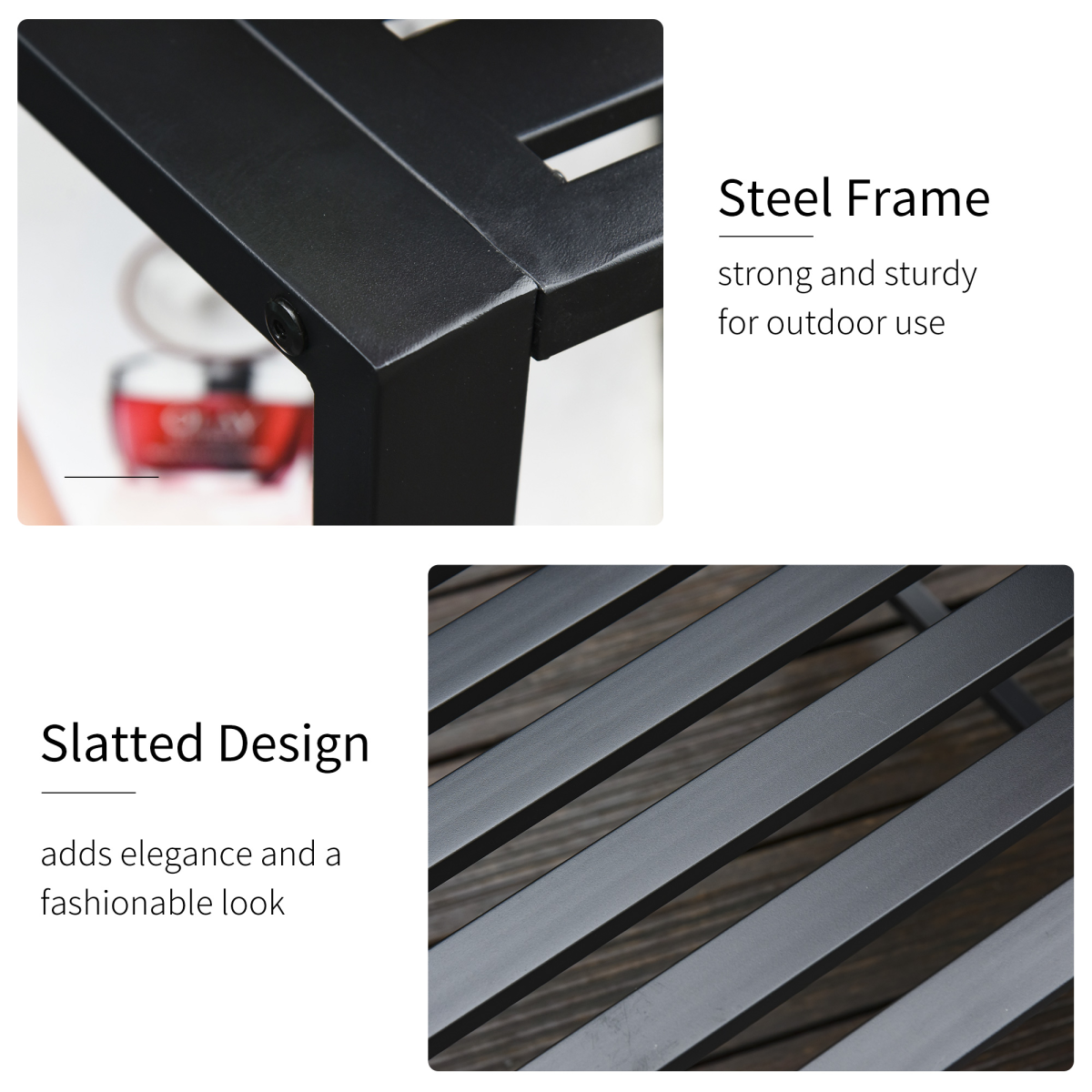 Garden Chair Bench Loveseats w/Coffee Table Slatted Design Patio Yard 2 Seat