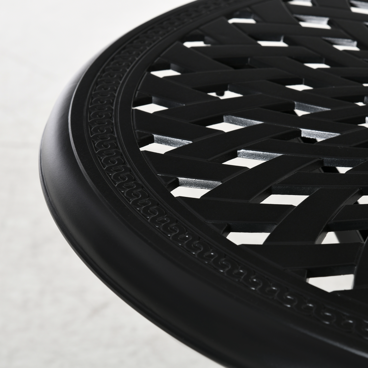 Round Garden Dining Table with Parasol Hole Cast Aluminium Black 78cm