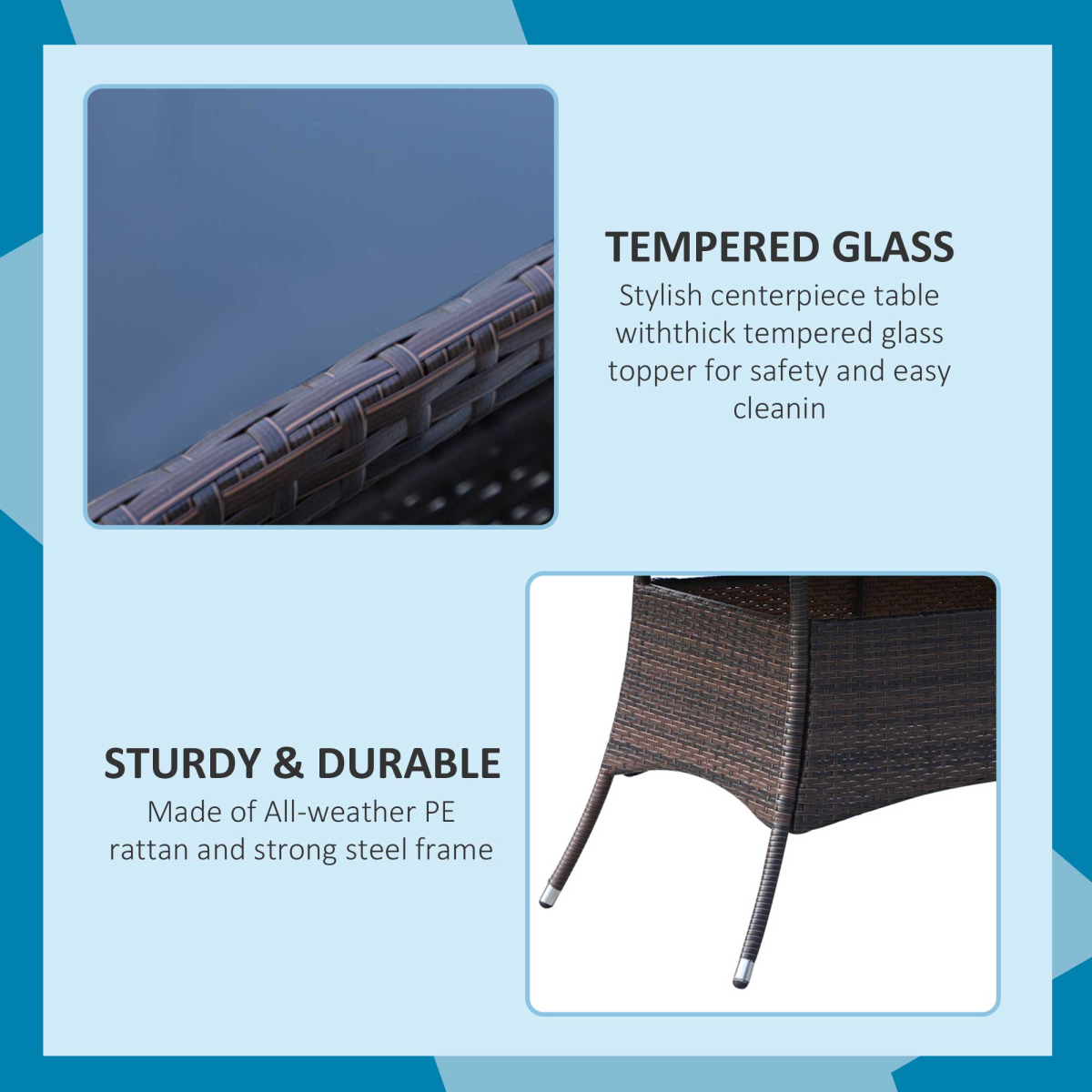 7Pc Rattan Garden Furniture Dining Set: 1 x Rectangular