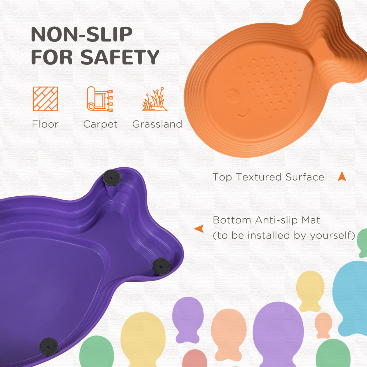 Fish Shaped Balance Stepping Stones for Kids - Multicoloured 11-Piece