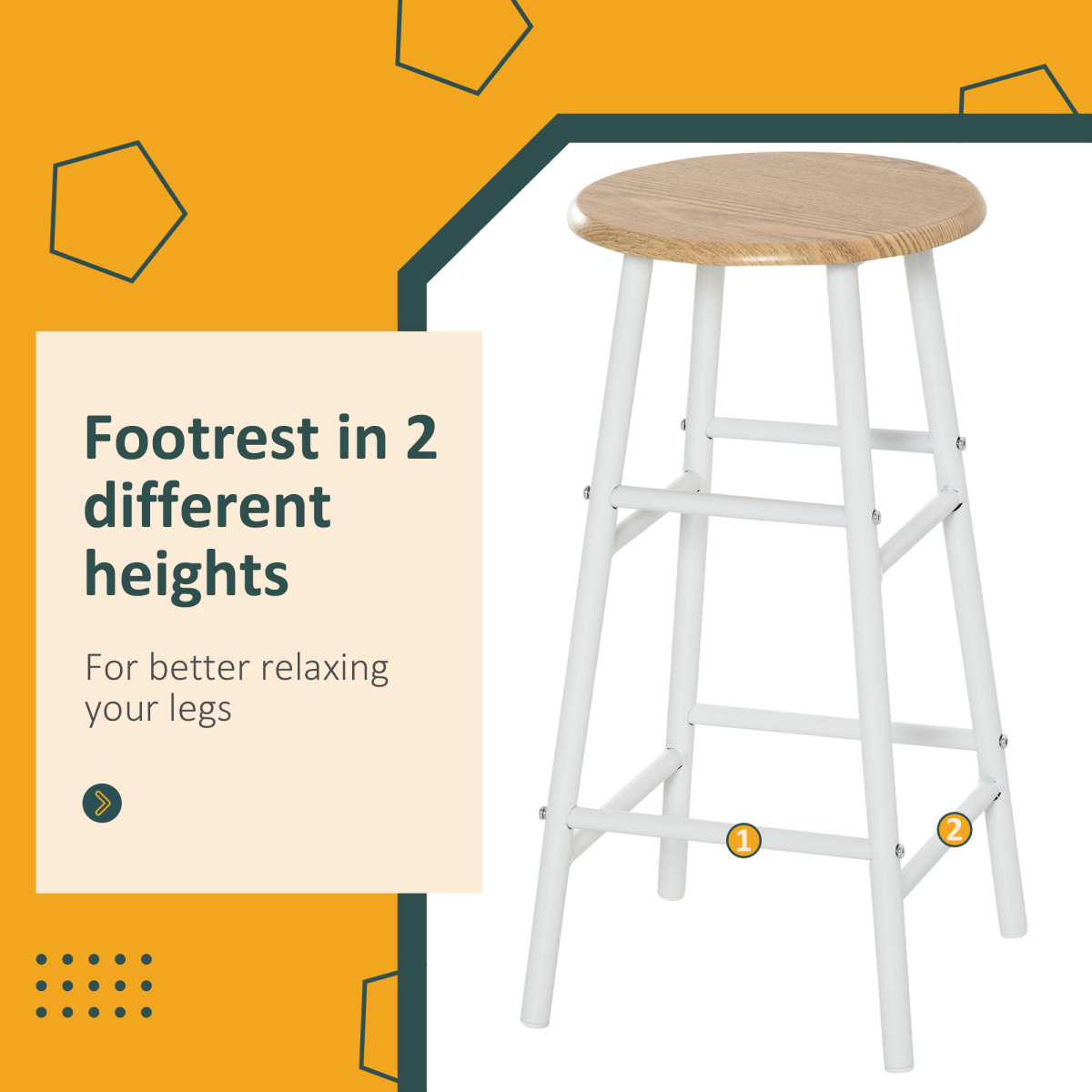 Bar Height Dining Furniture SetWhite and Oak 3-Piece Kitchen