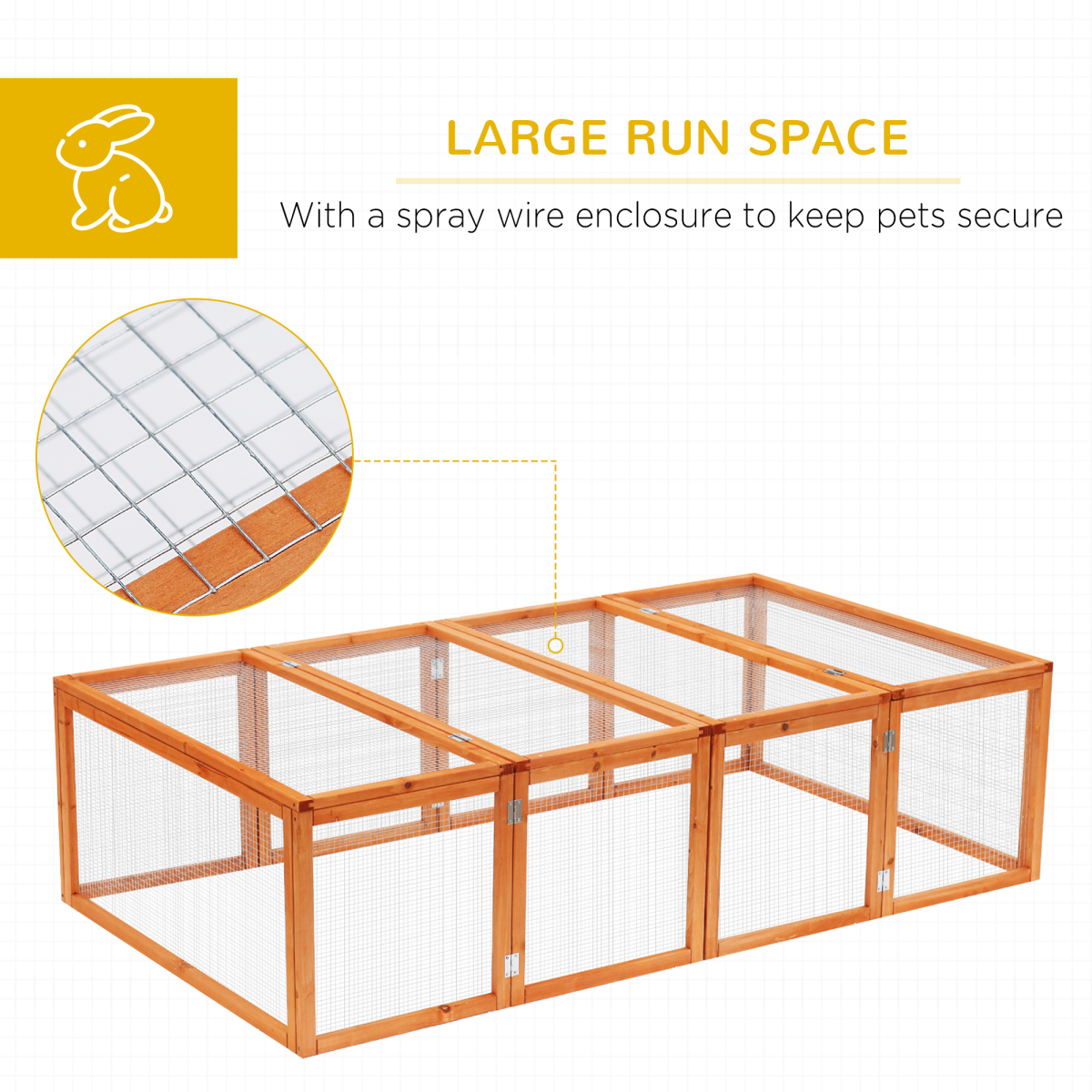 Rabbit Hutch Cage Run and Play Space Mesh Wire Safety for Outdoor