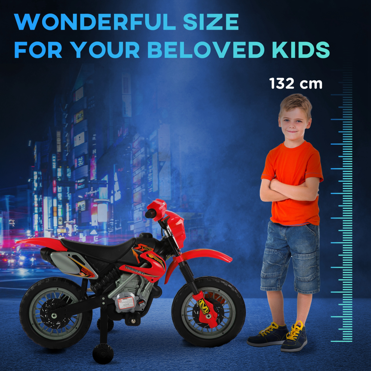 Kids Electric Motorbike Motorcycle Ride On for 3-6 Years Red 6V