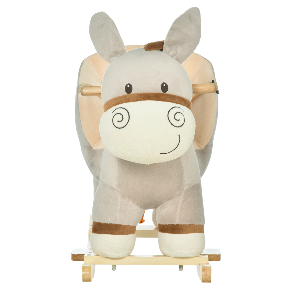 Cute Kids Ride-On Rocking Donkey Sound Handlebars Seat Belt Plush Body