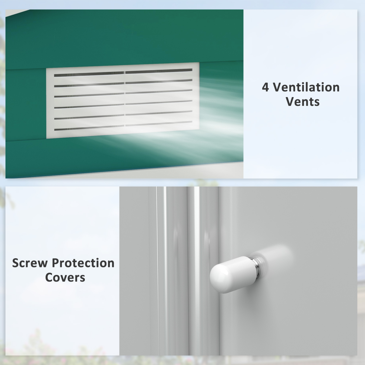 Garden Shed Storage Unit w/Locking Door Floor Foundation Vent Green