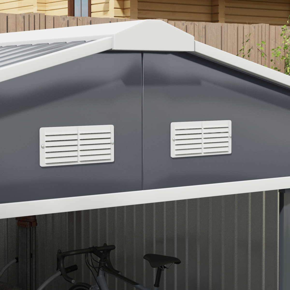 Foundation Ventilation Steel Outdoor Garden Shed Grey