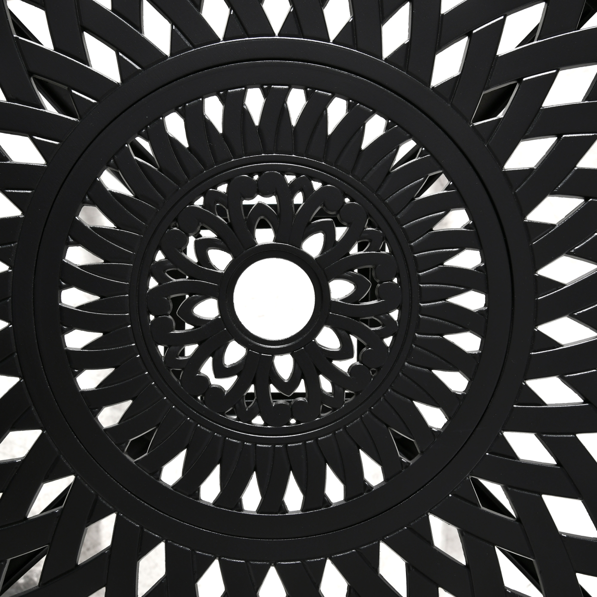 Round Garden Dining Table with Parasol Hole Cast Aluminium Black 78cm