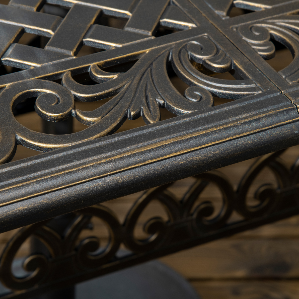 Outsunny 7-PC Cast Aluminum Patio Dining Set w/ Umbrella Hole & Cushion, Bronze