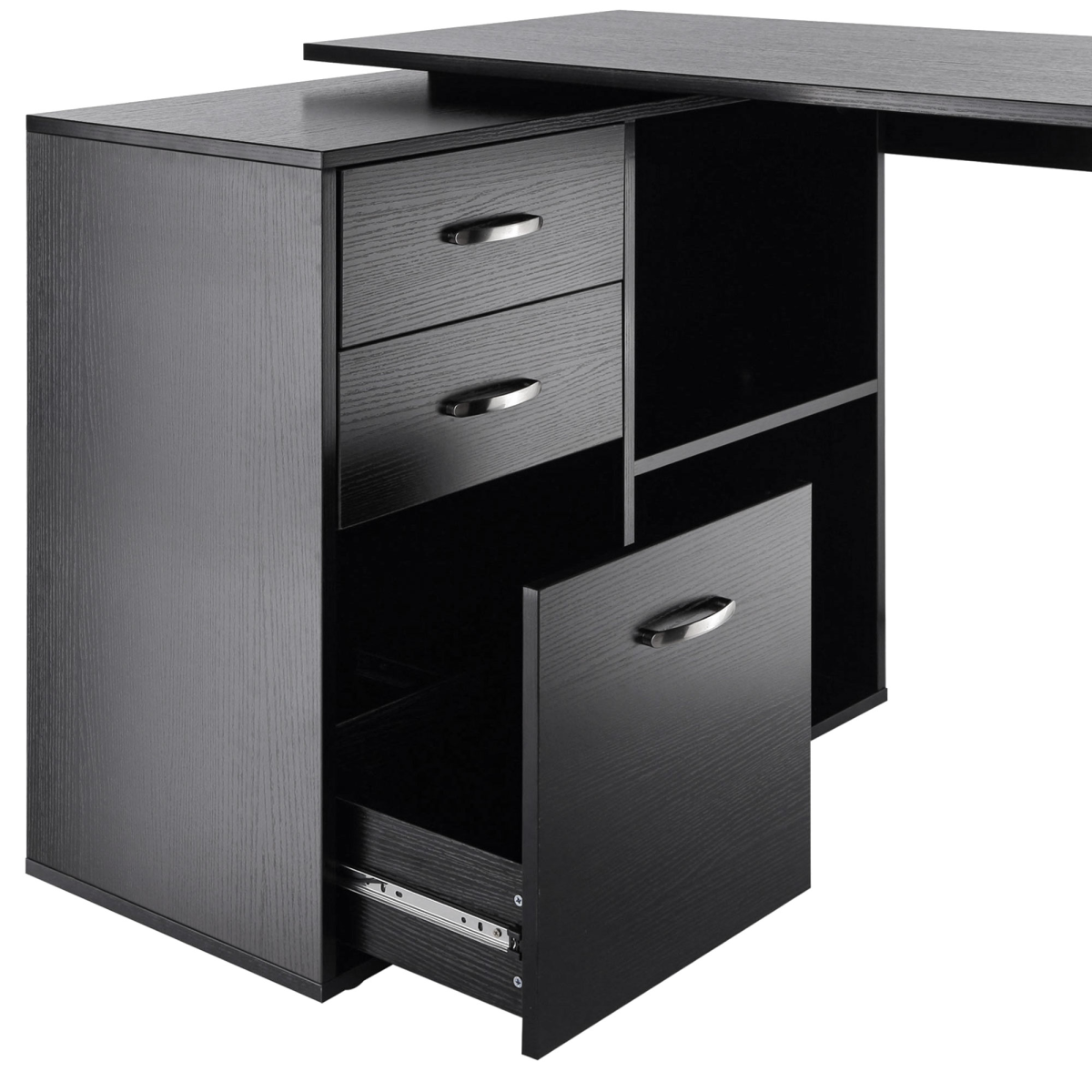 L Shape Computer Desk Workstation Home Office Drawer Shelf File Cabinet
