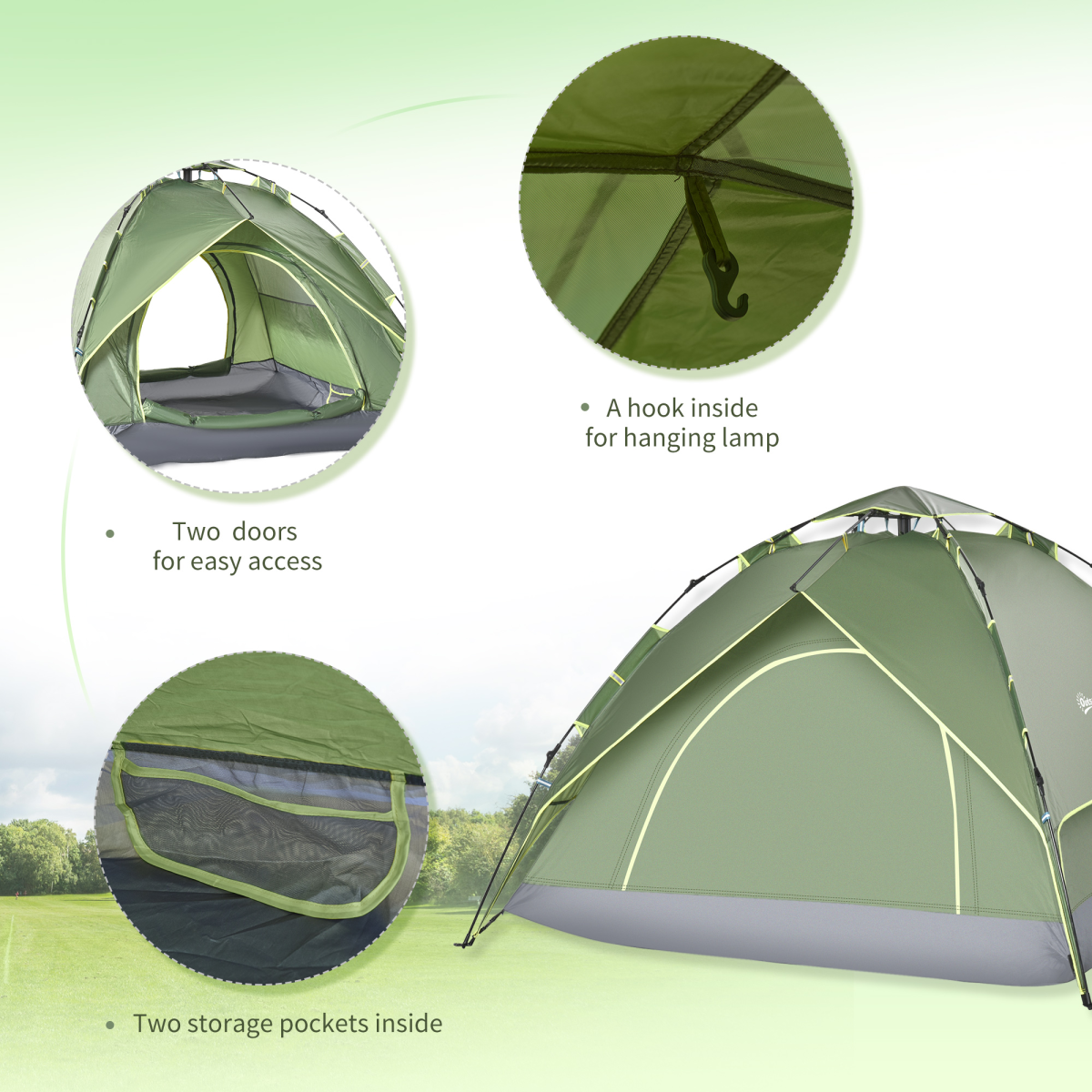 Pop Up Tent Camping Festival Hiking Family Travel Shelter 2 persons