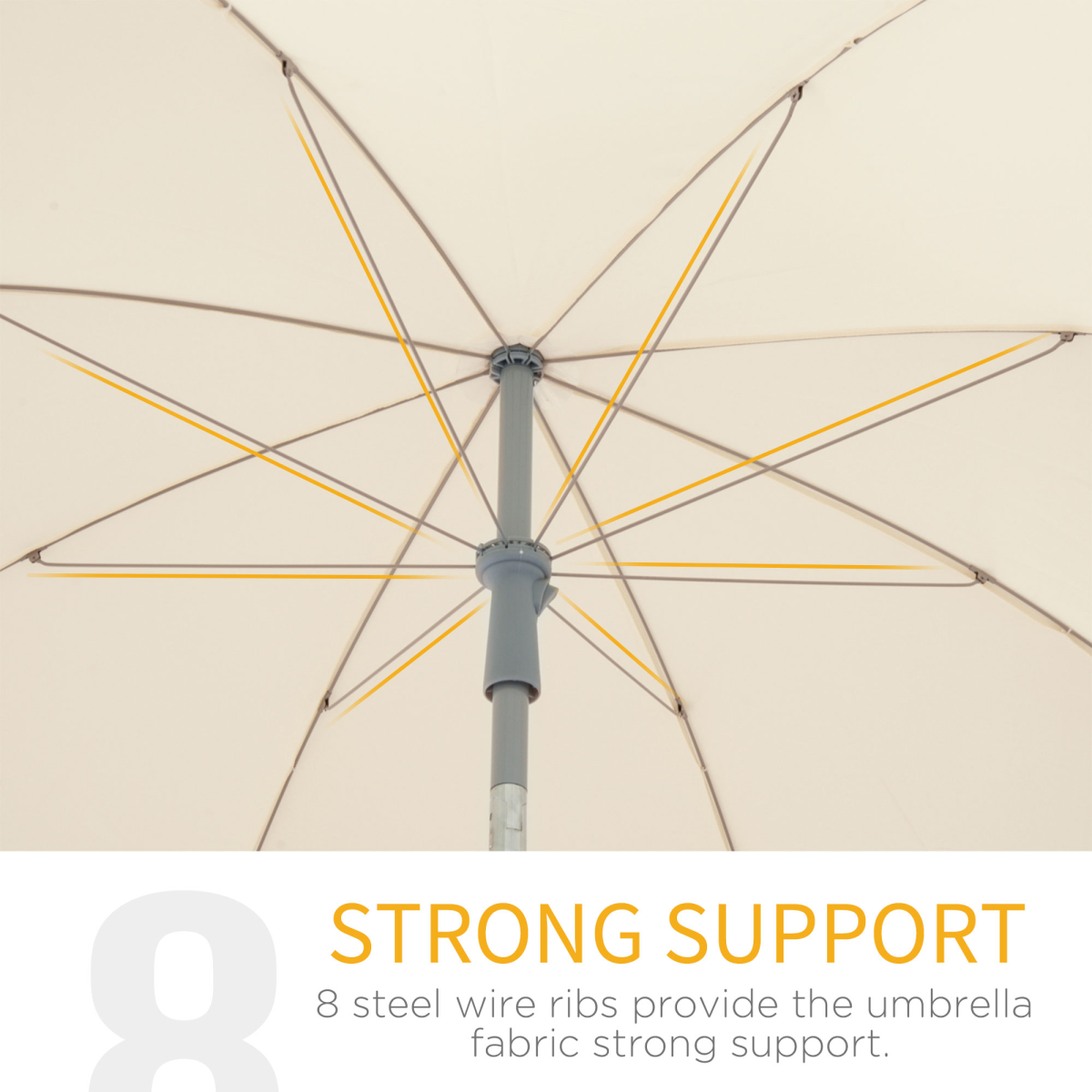 2.2M Tilt Beach Umbrella Parasol-Cream White