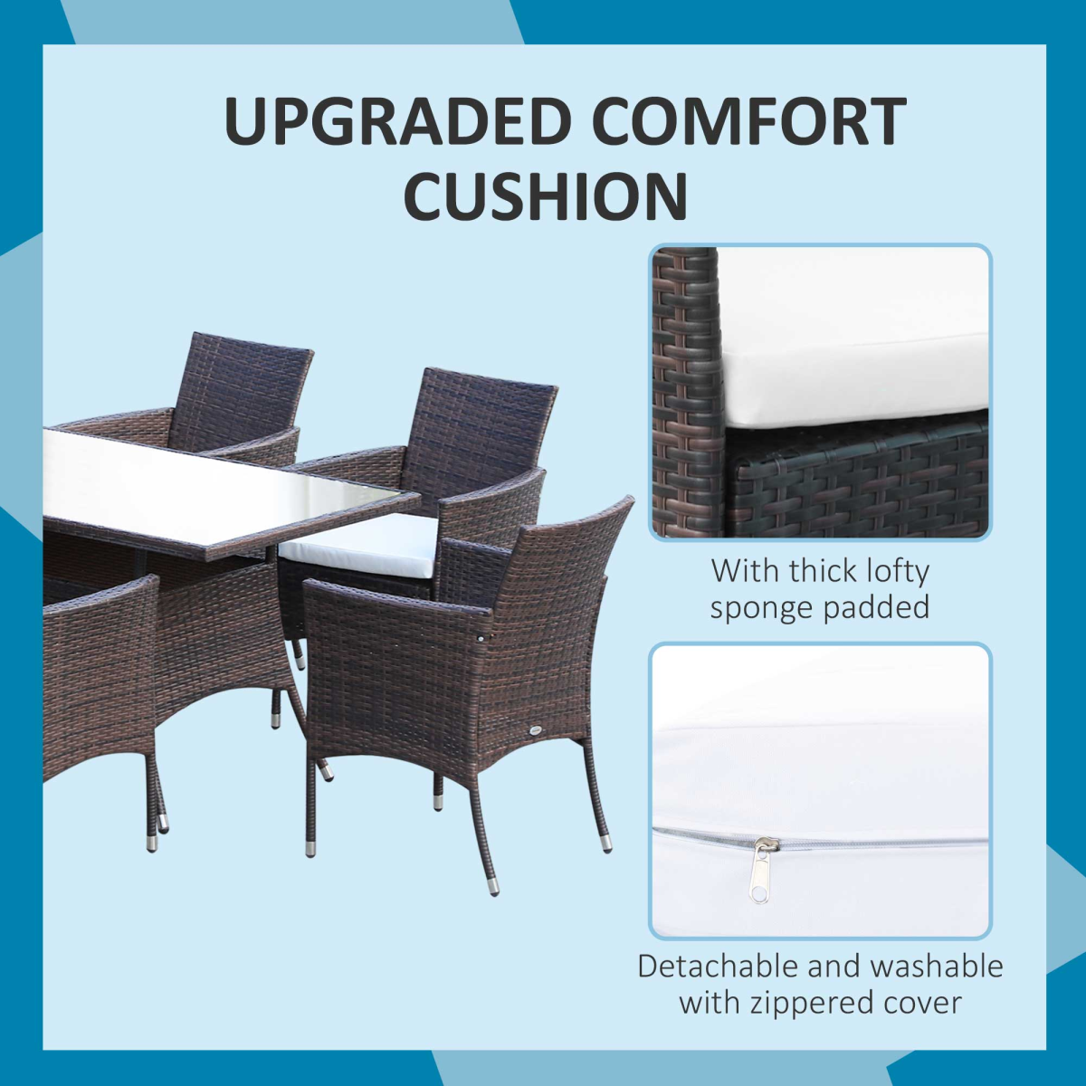 7Pc Rattan Garden Furniture Dining Set: 1 x Rectangular