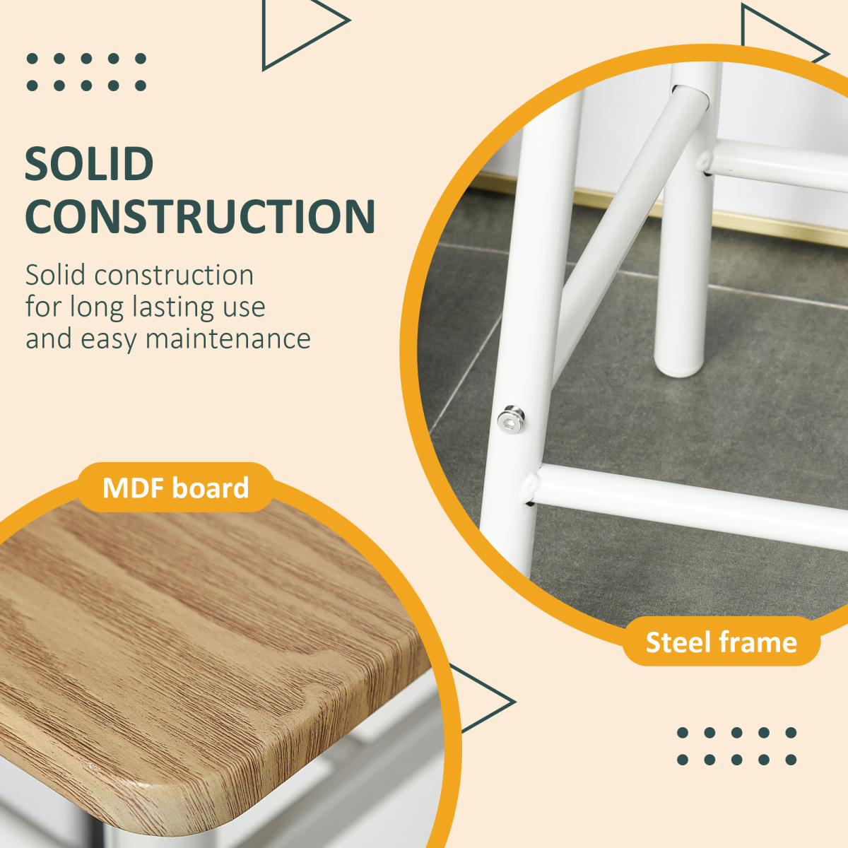 Bar Height Dining Furniture SetWhite and Oak 3-Piece Kitchen