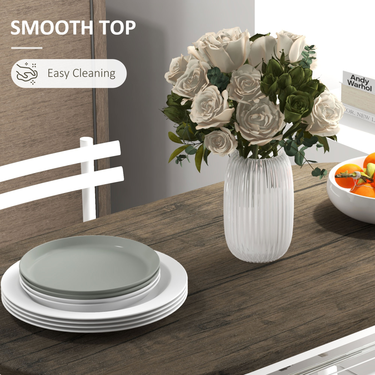 Dining Table and Chairs Set Oval with 2 Chairs