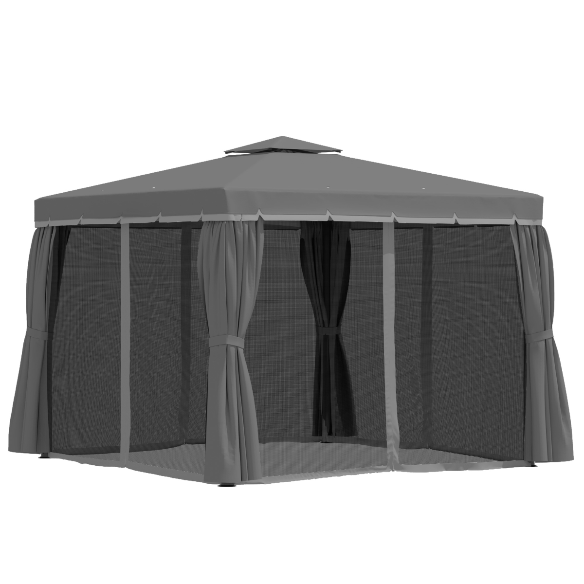 Gazebo Canopy 2 Tier Roof Mosquito Net Aluminum,