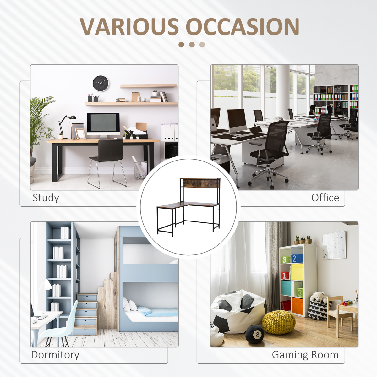 Industrial L-Shaped Desk w Shelf