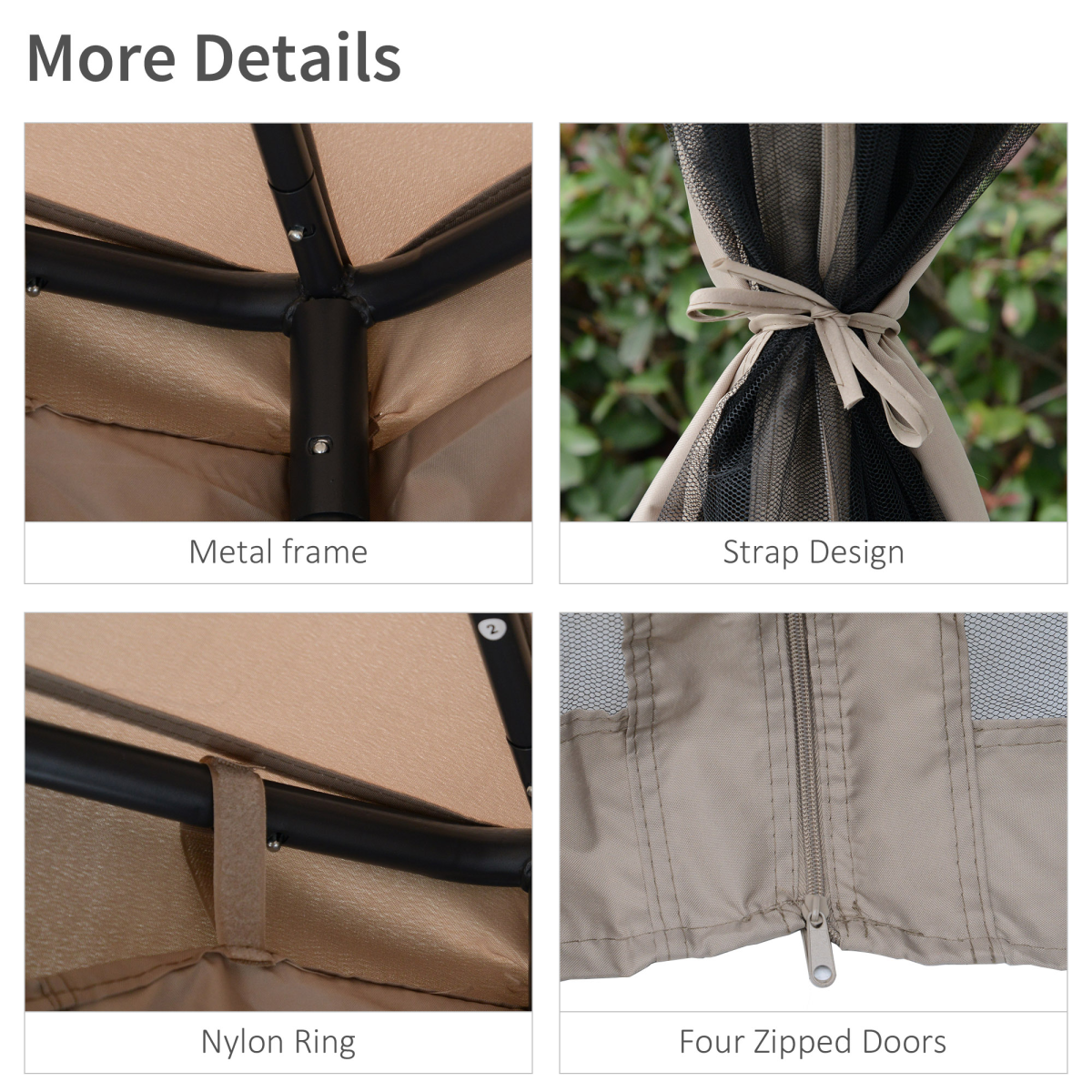 Outdoor Gazebo 2-tier Roof W/Netting Taupe