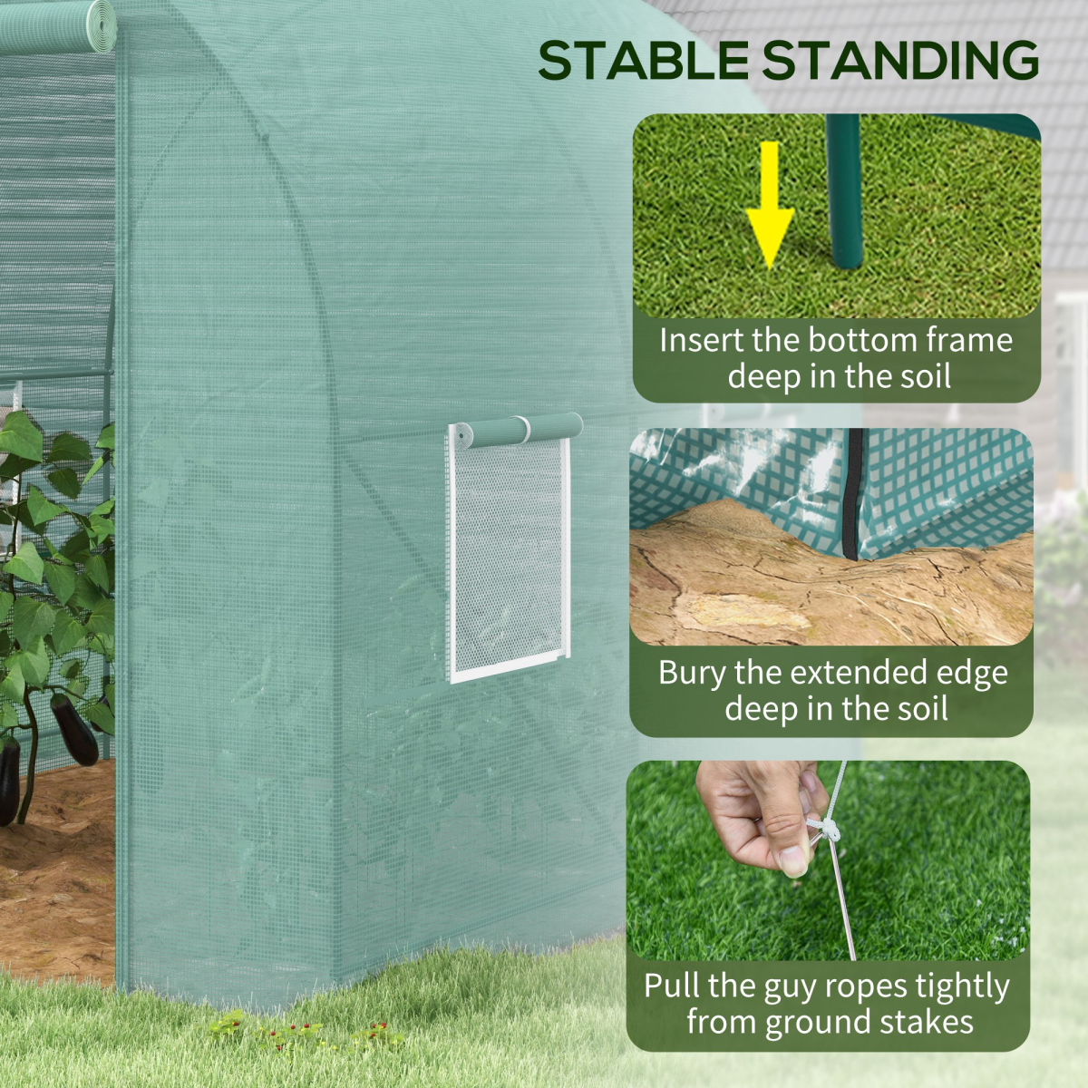 Reinforced Walk in Polytunnel Greenhouse, 2.5x2 m