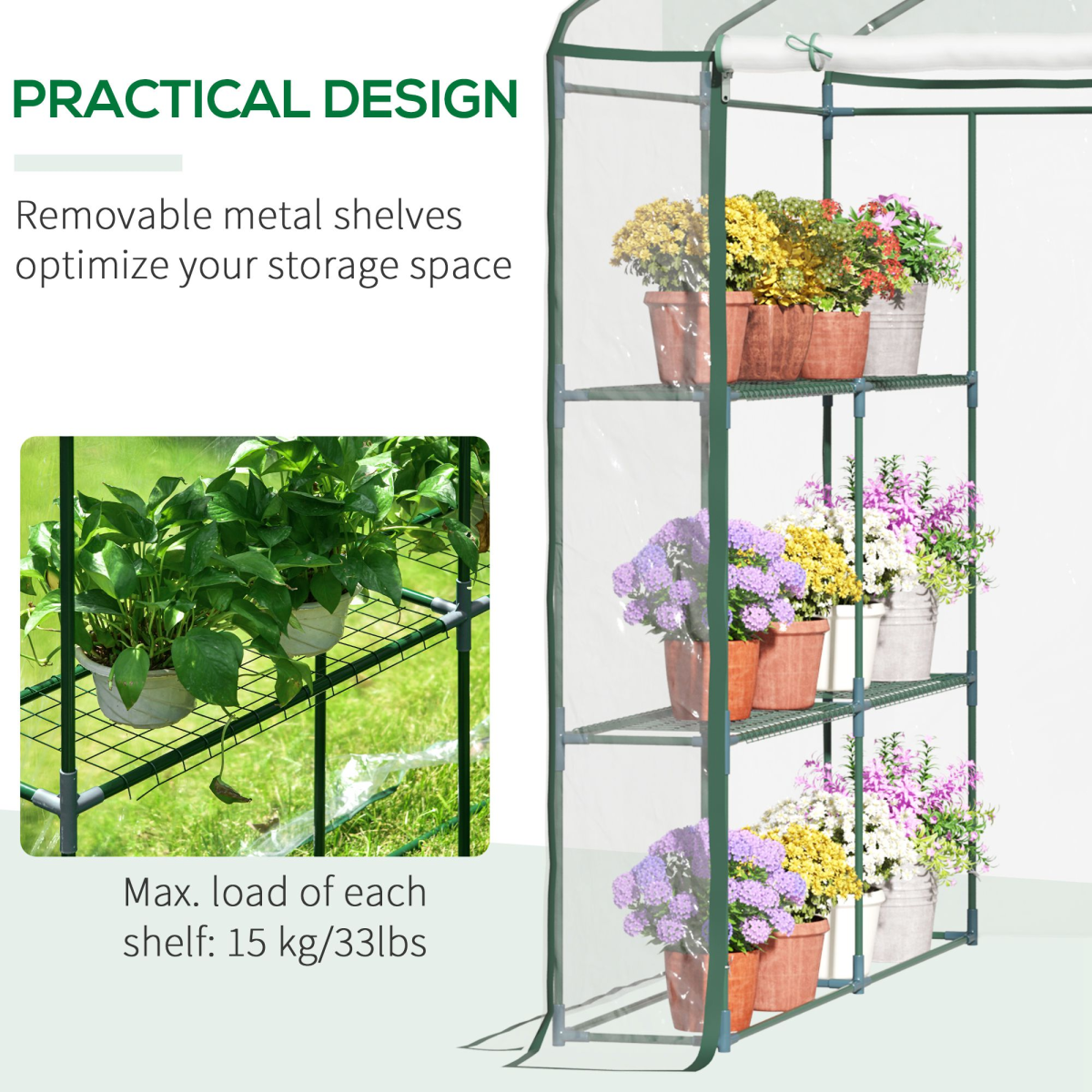 Steel Frame Greenhouse Steel Frame, 2 Shelves