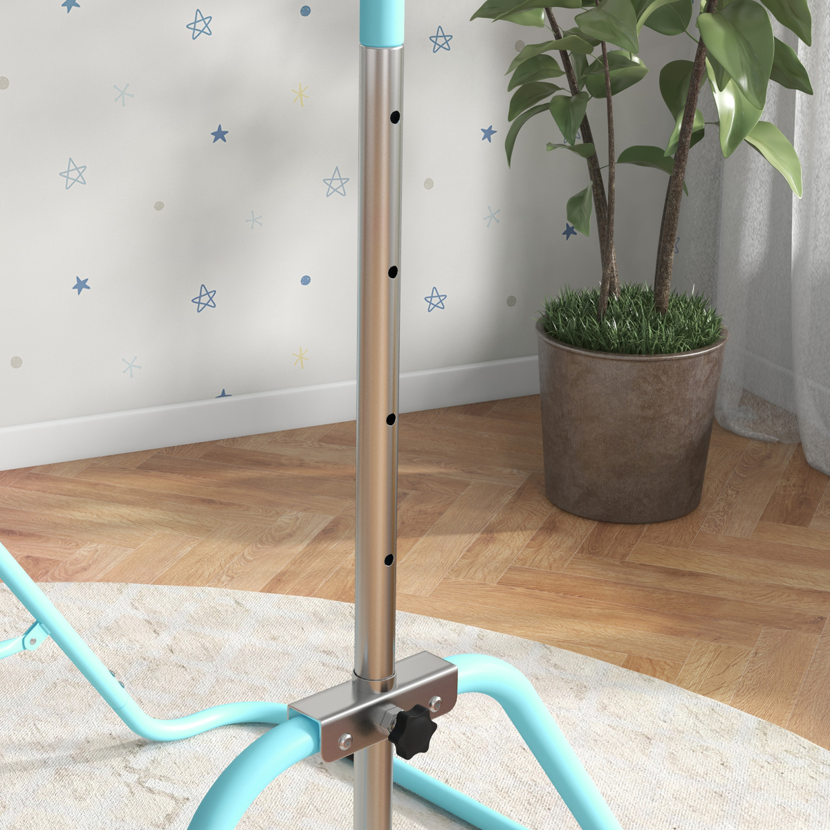 HOMCOM Kids Gymnastic Bar with Adjustable Height, Foldable Training Bar - Blue