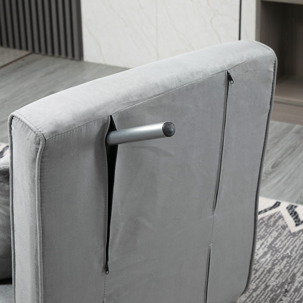 Sofa Bed Foldable Portable Armchair Sleeper Lounge  Pillow Light Grey