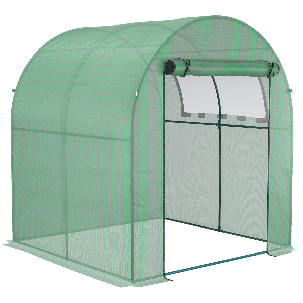 Polytunnel Greenhouse for Garden W/ Mesh Window and Steel Frame, 1.8 x 1.8 x 2 m