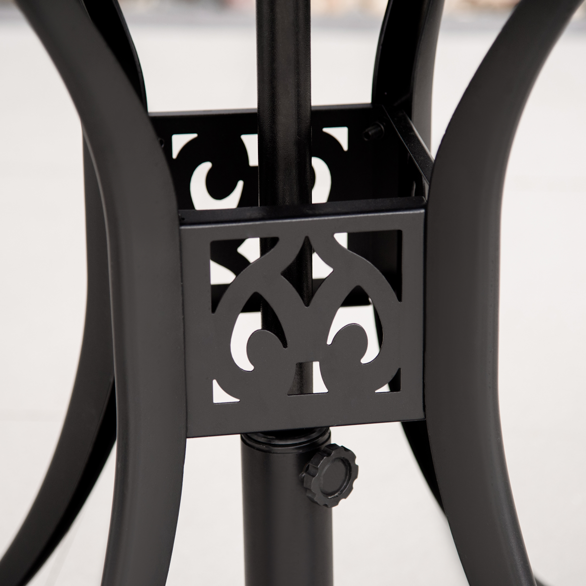 Round Garden Dining Table with Parasol Hole Cast Aluminium Black 78cm