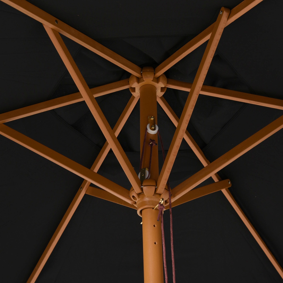Wood Garden Parasol Sun Shade Patio Outdoor Wooden Umbrella Canopy Black 2.5m