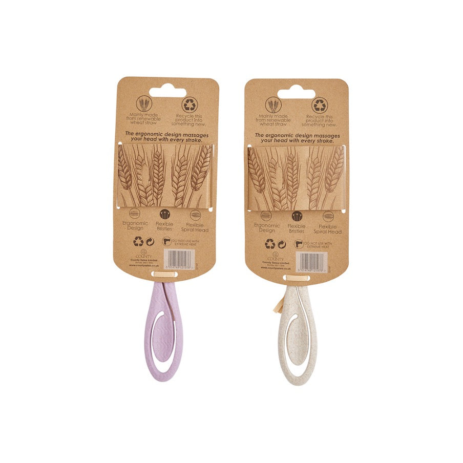 Detangle Hair Brush 2 Pack, Eco Friendly Colours Pink & Oatmeal By CS Beauty