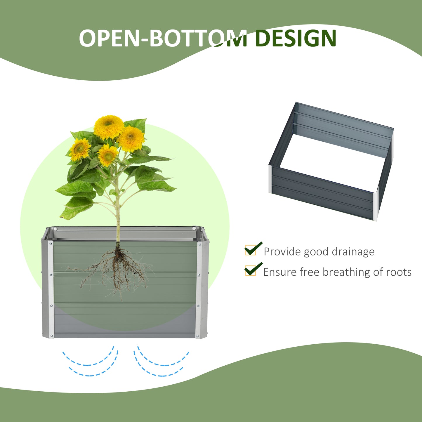 Raised Garden Bed, Elevated Planter Box & Gloves, Grey