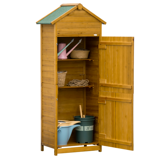 Wooden Garden Storage Shed Tool Cabinet with Lockable Doors – 191.5cm