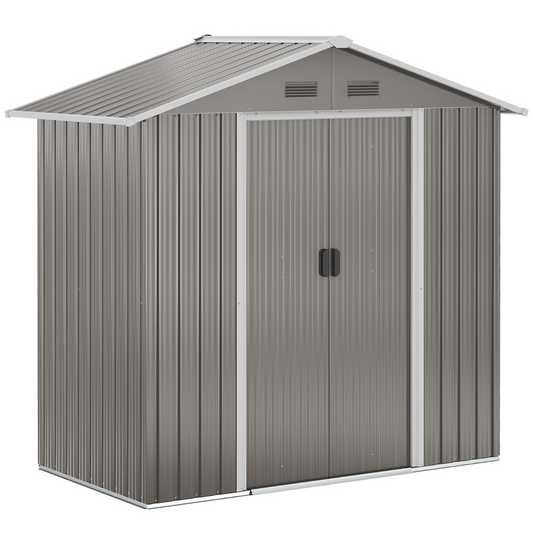 Metal Garden Shed for Garden and Outdoor Storage, Grey 6.5x3.5ft