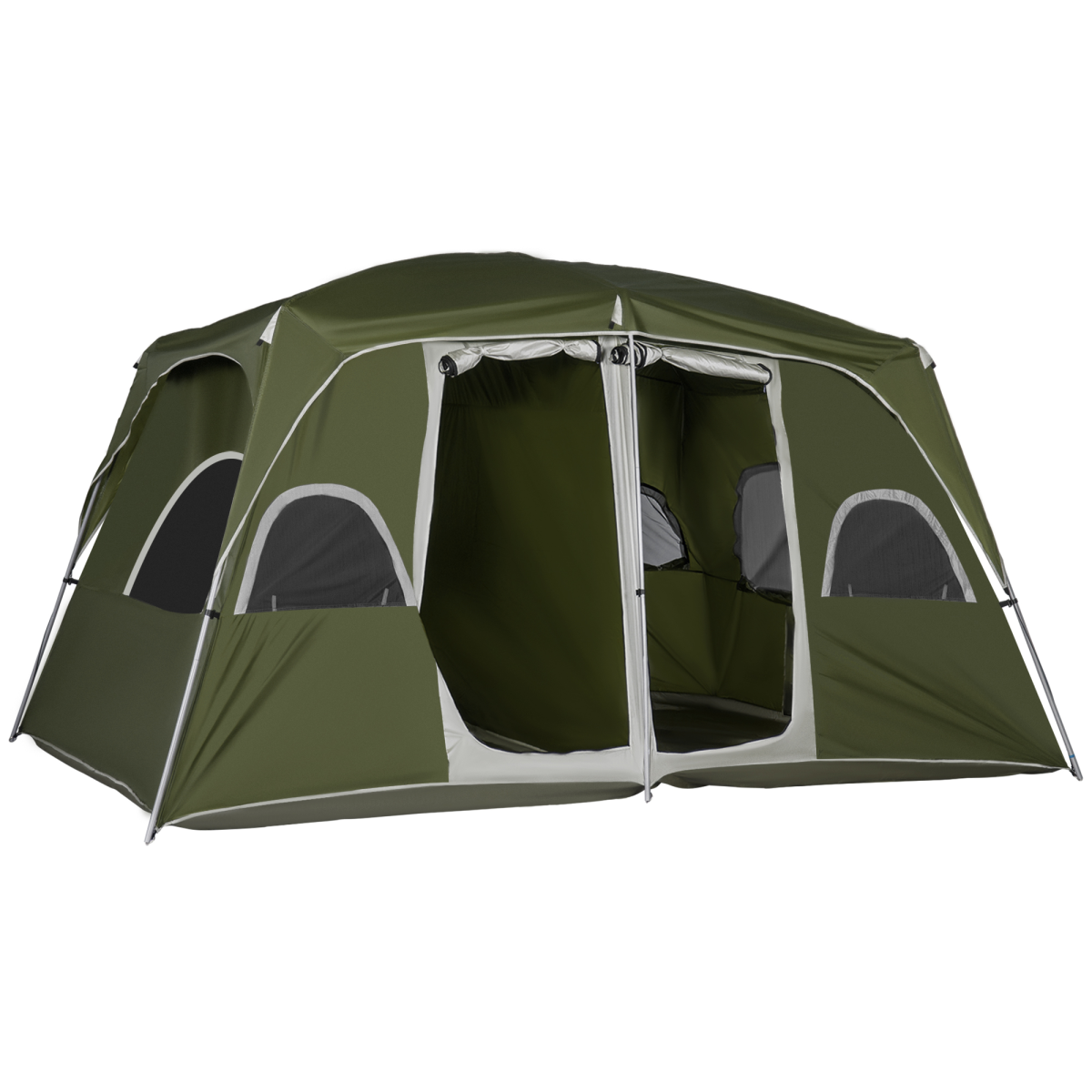 Camping Tent, Family Tent 4-8 Person 2 Room Easy Set Up, Green Outsunny