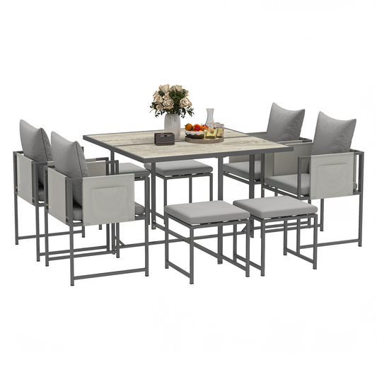 Outsunny 8 Seater Garden Dining Set, Cube Garden Furniture with Cushions