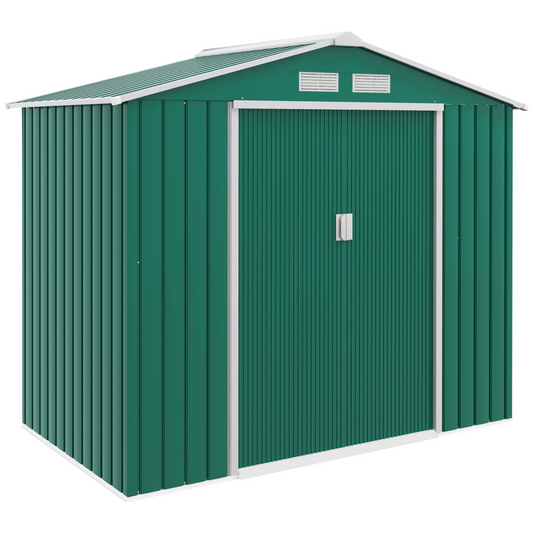 Garden Shed Storage Unit w/Locking Door Floor Foundation Vent Green